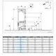 Schematische Darstellung eines Junkers Edelstahlspeichers mit technischen Maßen und einem Diagramm, das die Montage und Spezifikationen zeigt. Hersteller ist Bosch.